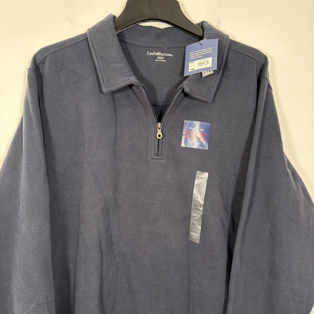 Croft & Barrow 1/4 Zip Sueded Fleece Men XXLT Big &‎ Tall Navy Blue Soft Warm
